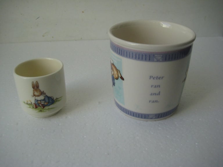 Peter Rabbit Wedgwood Mug for £7.00; Peter Rabbit Royal Doulton Egg Cup for £5.00