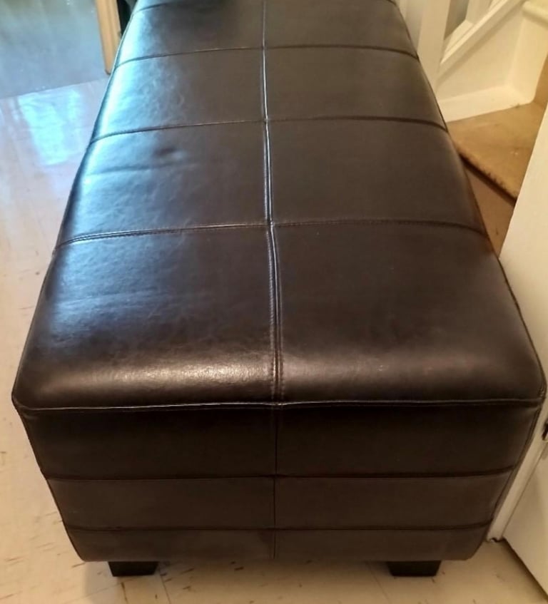 Brown Leather Bench (New)