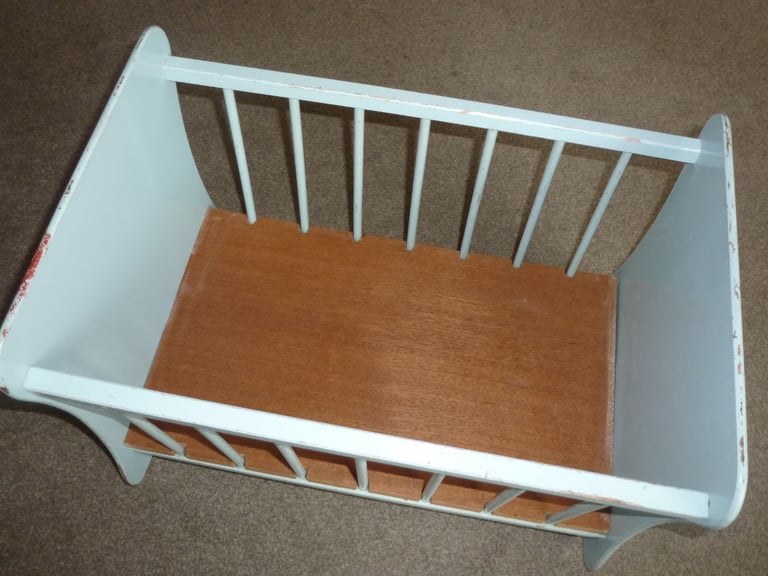VINTAGE DOLL'S COT AND DOLL