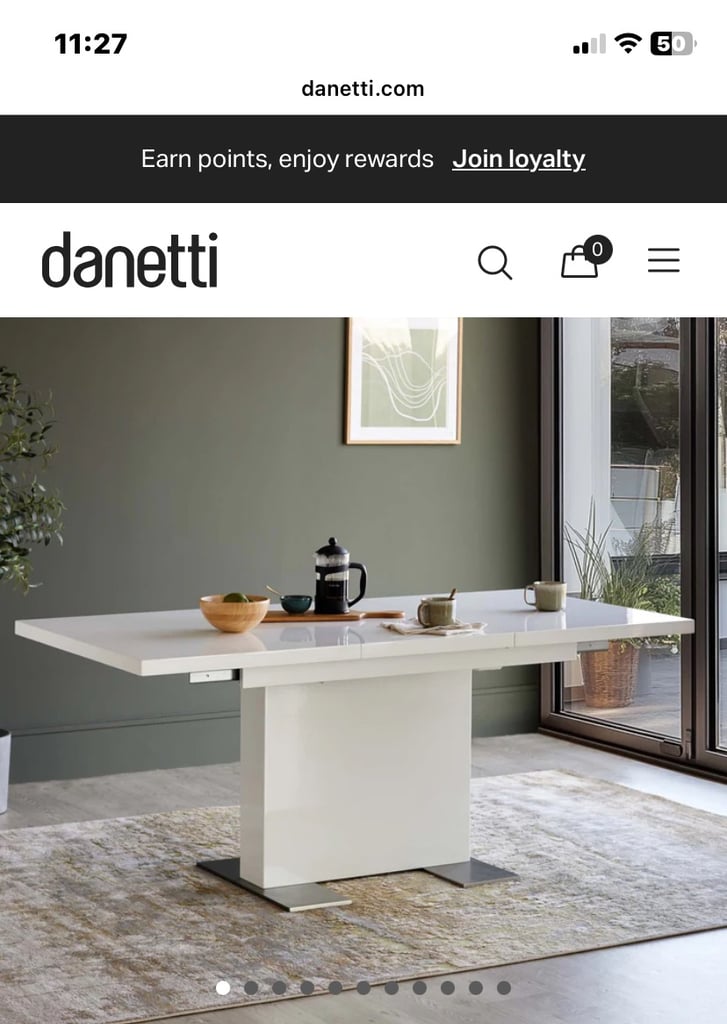 Danetti white gloss extending table 
