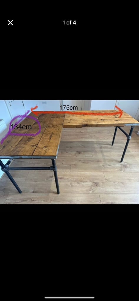 Office desk reclaimed wood and metal bought from Etsy 