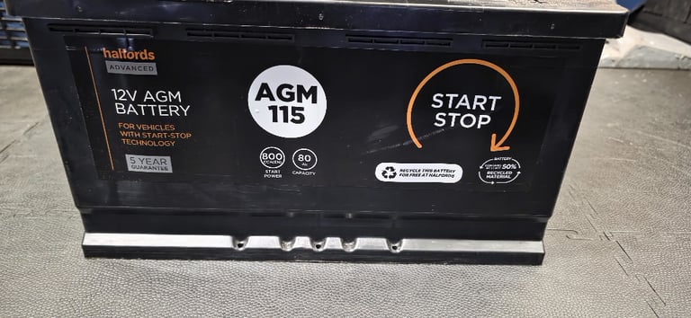 Halfords AGM115 Start/Stop 12V Car Battery