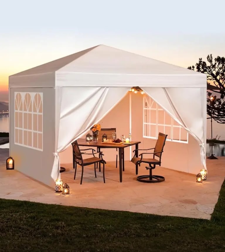 image for 3m x 3m Outdoor Canopy, Pop Up Gazebo with Sides Event Shelter, Party Tent White