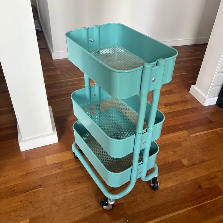 IKEA Raskog Trolley Shelf Set 3-Shelf - Small - Blue/Green Used