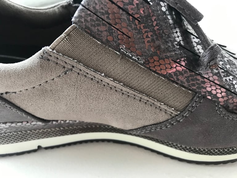 Ladies Marco Tozzi Taupe Comb Zip Trainers Shoes UK Size 4