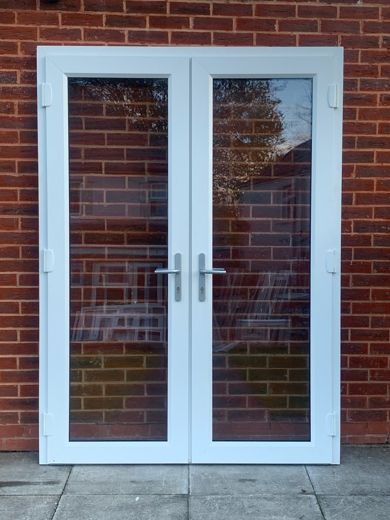 UPVC DOUBLE GLAZED FRENCH PATIO DOOR & KEYS 155.5cm WIDE 214cm HIGH Can Deliver