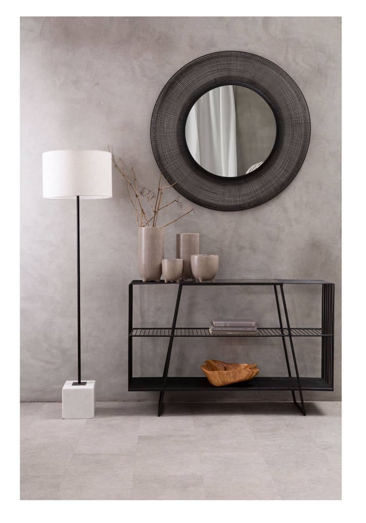 image for Murdoch Natural Linen Shade With White Marble Base Floor Lamp