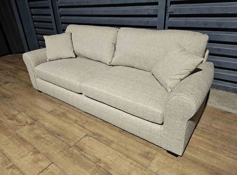 Hardly Used Fabric 4 Seater Sofa- Stone.