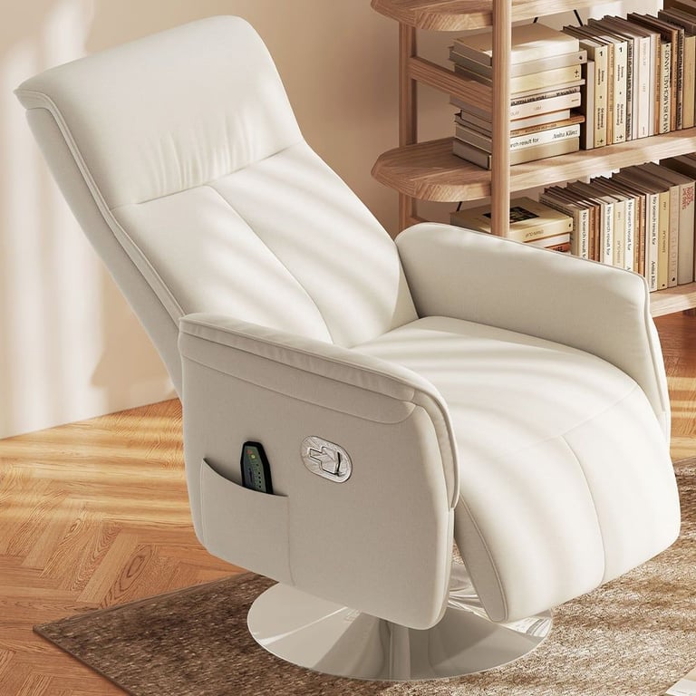 image for Portland Cream and White Massage Reclining Chair with Adjustable Backrest