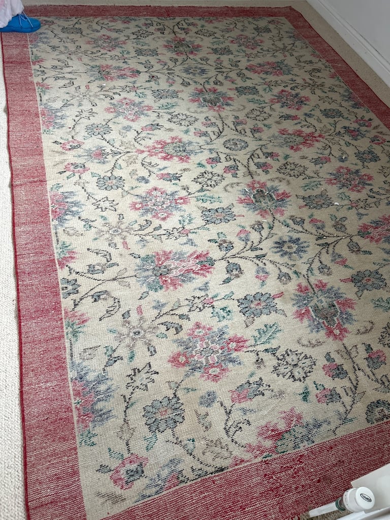 Rug vintage floral cotton hand woven