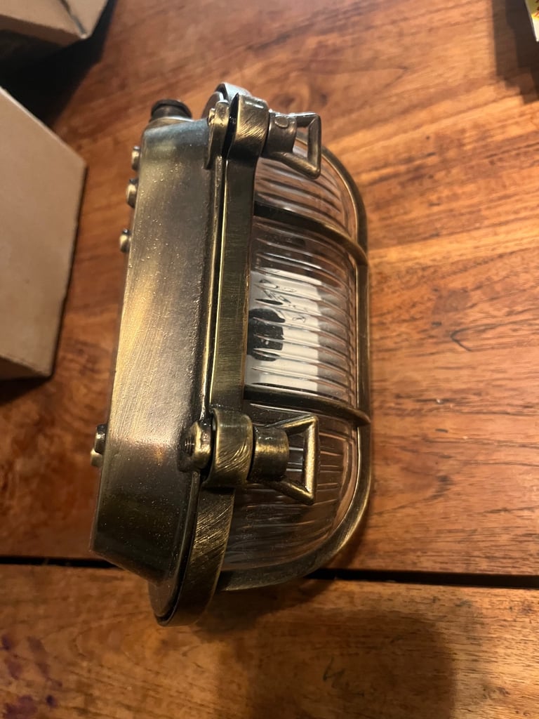 x2 Dowsing & Rowland Steve Bulkhead Lights, Brass (New in box). Unused from recent renovation