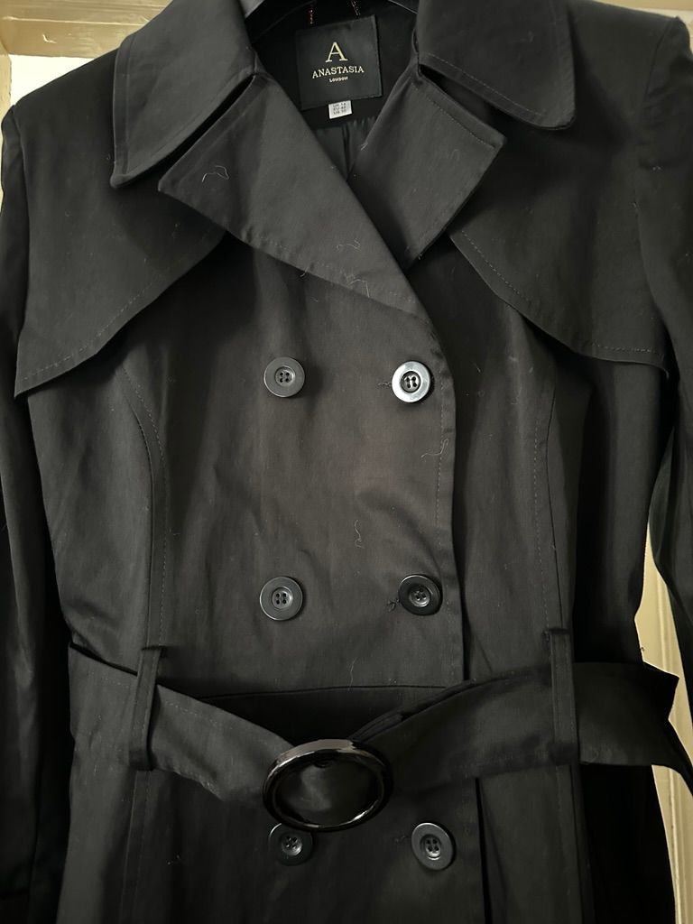Anastasia - Black Women's Spring Belted Trench Coat Size 14 BRAND NEW WITH TAGS