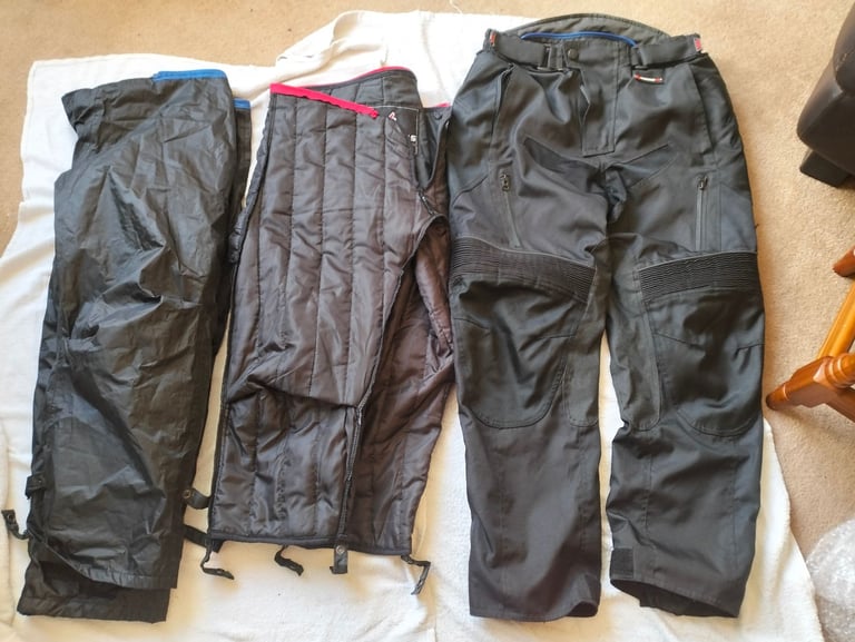 image for Frank Thomas Mens Waterproof Textile Motorcycle Trousers Medium 32" W 4 in 1