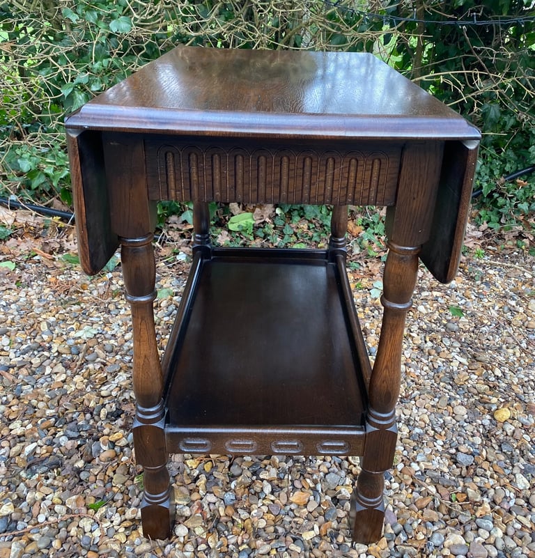 Vintage Dark Oak Small Drop Leaf Table