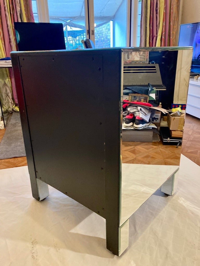 Mirrored Bedside Table with 3 Draws .