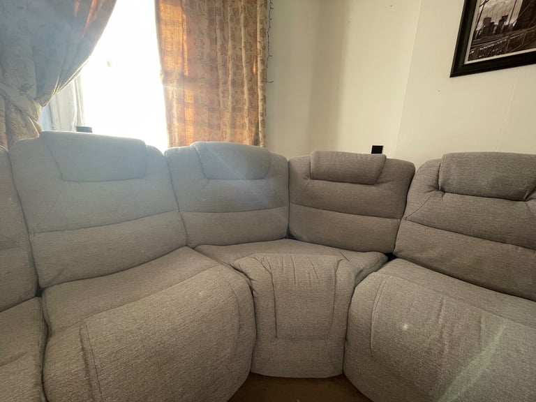 Vancouver Large Light Grey Fabric Recliner Corner Sofa Corner Sofa Recliner – Grey Fabric