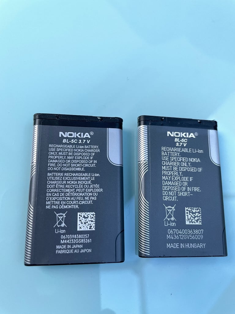 image for FREE Nokia BL-5C 5.7V phone battery x 2
