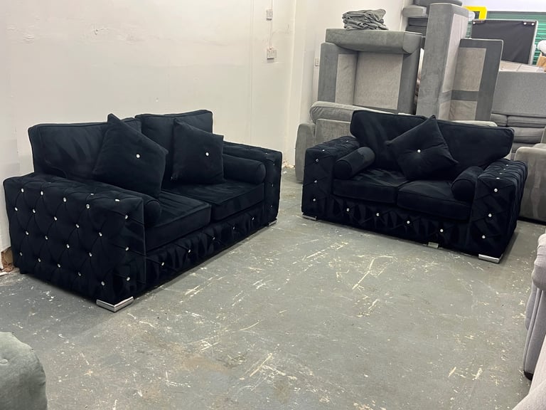 Black Plush Velvet 3&2 Set-Can Deliver