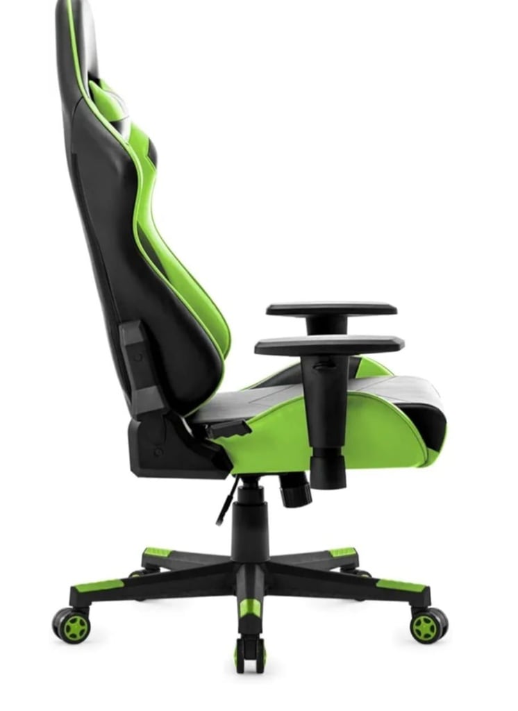 Black and green gaming chair.