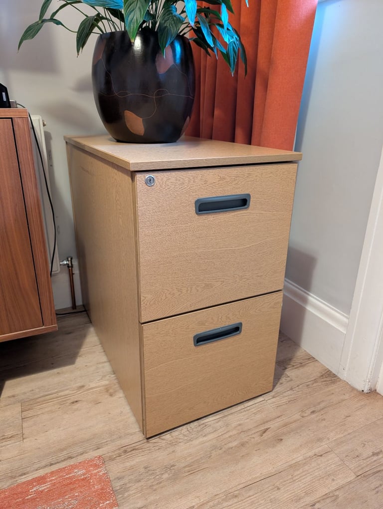 Wooden two drawer filing cabinet 