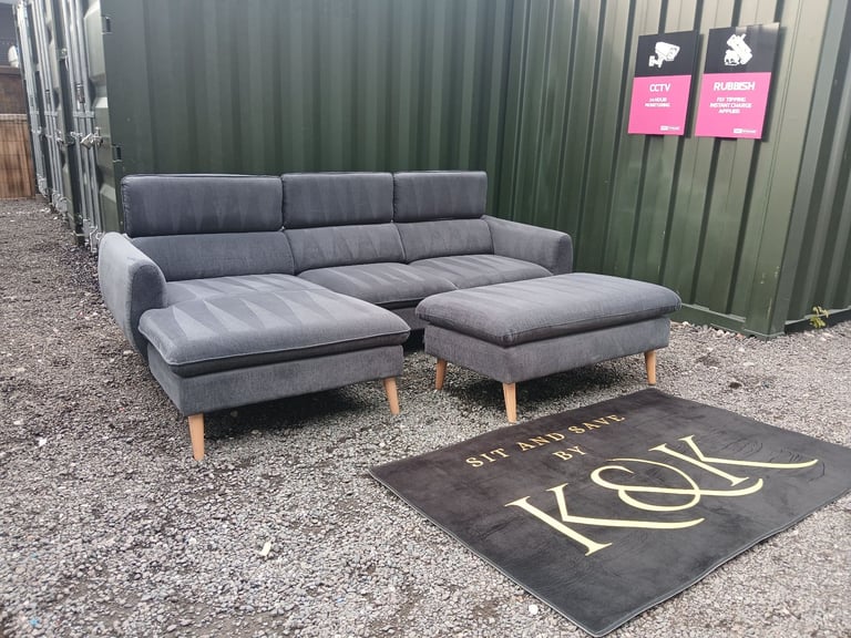 Grey chaise sofa corner L shape 3 seater FULLY CLEANED DELIVERY AVAILABLE 