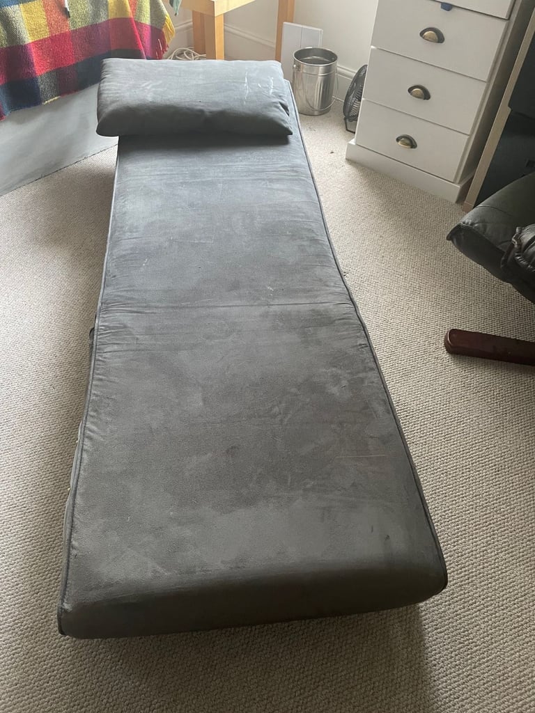 image for HOMCOM 4-in-1 Faux Suede Chair Bed - Grey 