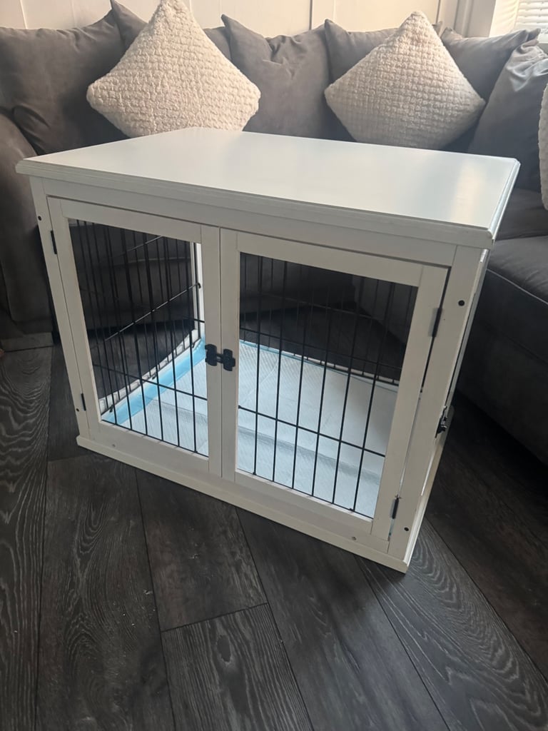 White Wooden 80cm Dog Crate Cage For Sale Puppy Training Pen Enclosure Bed