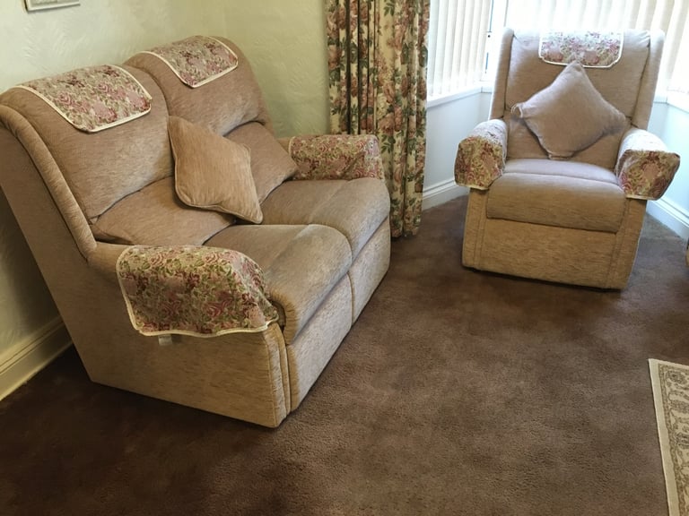 Two setter settee and two chairs… one of the chairs is a manual recliner 