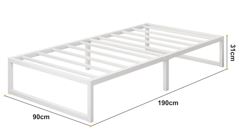 White Metal Single Bed Frame 