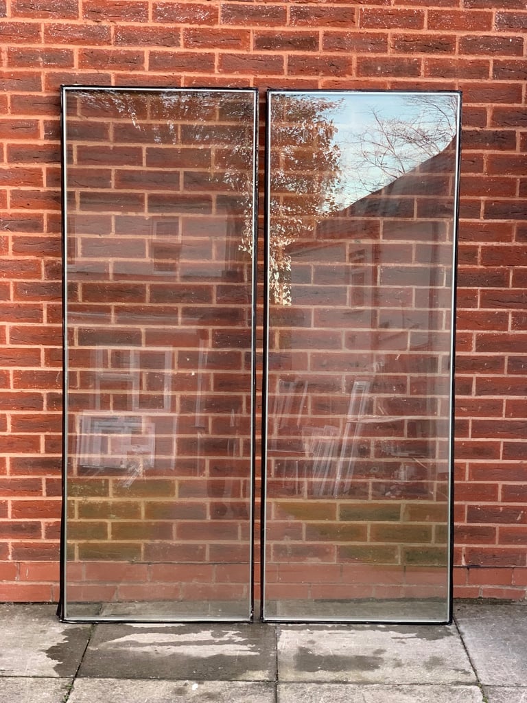 DOUBLE GLAZED TOUGHENED CLEAR GLASS PANELS X 2 IDENTICAL 63.5CM BY 175.5CM