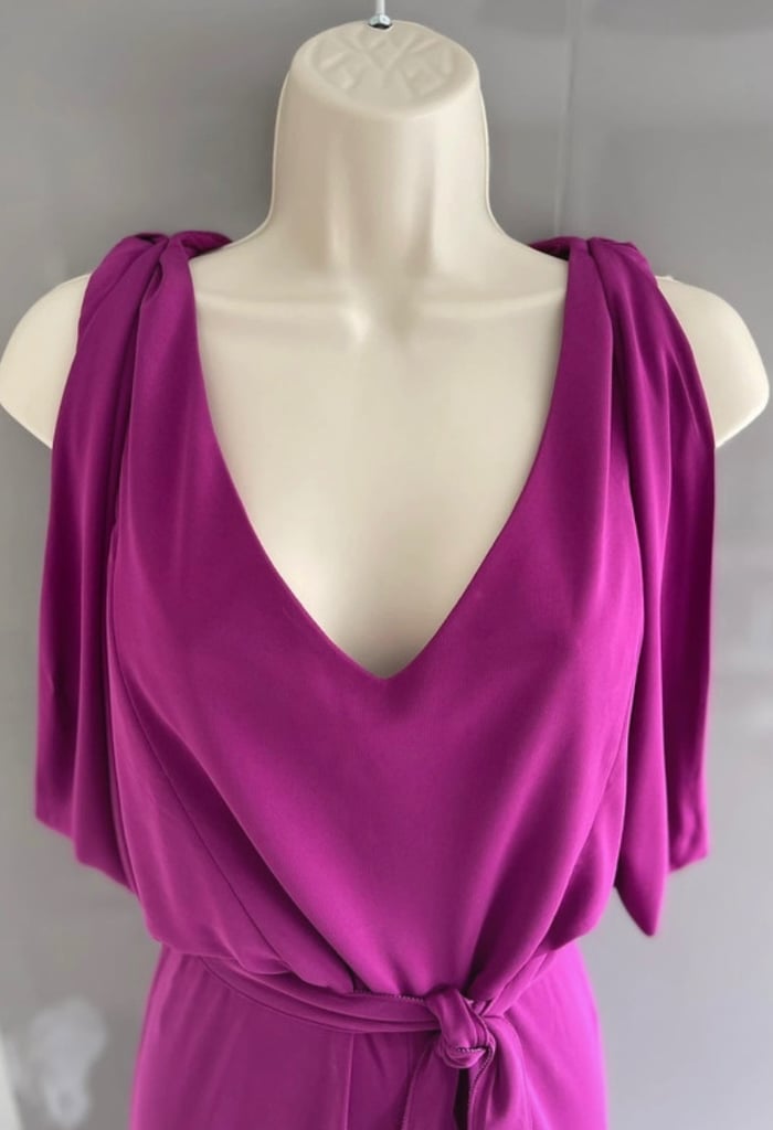 image for Karen Millen ‘Palazzo’ Belted Wide Leg Magenta Jumpsuit💗Size 12-14💗New/Tags