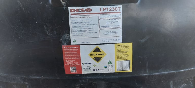 1200litre Plastic Oil Tank, low profile