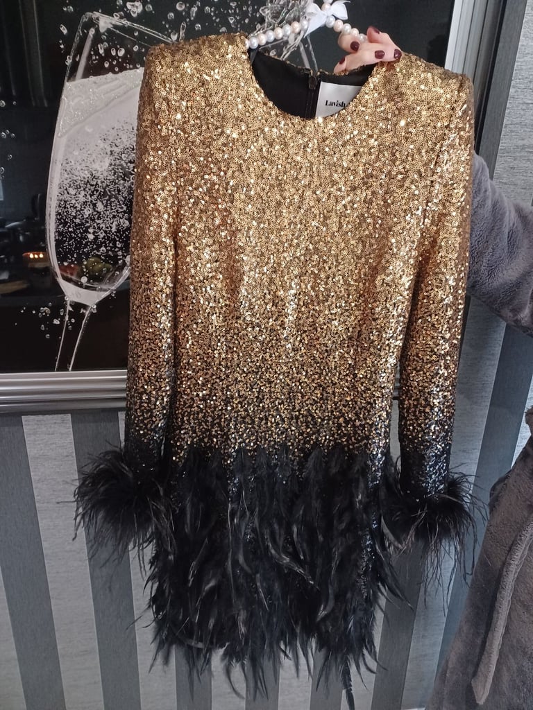 Lavish Alice Brianna  Embellished Feather Mini Dress 