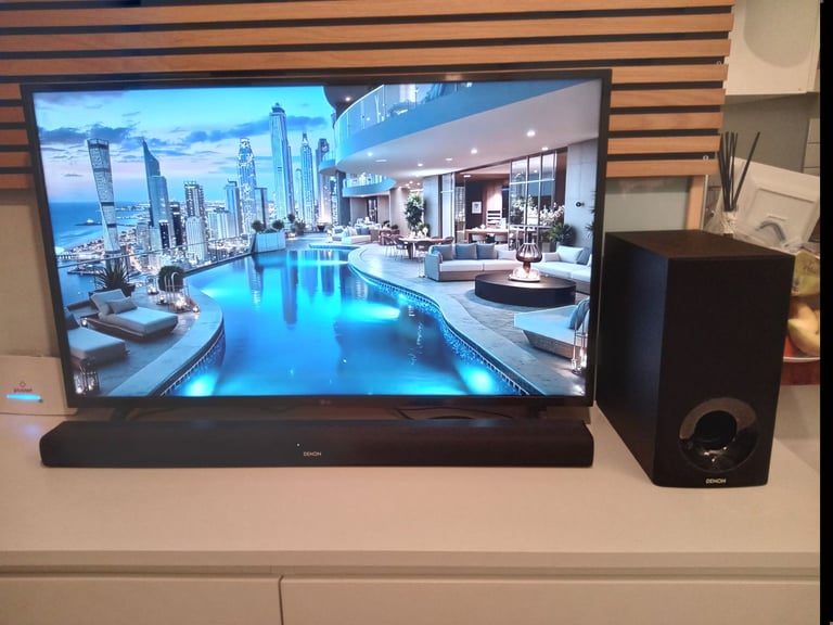 LG 43 " TV with Denon Soundbar + Subwoofer 