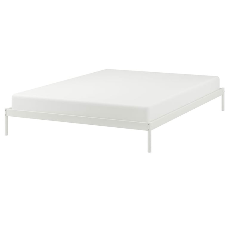 image for IKEA Standard double white bed frame 