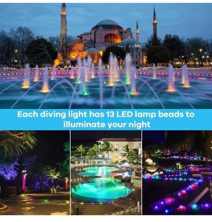 Pond Lights with 4 Powerful Magnets and Suction Cups（2 Pcs）Brand new 