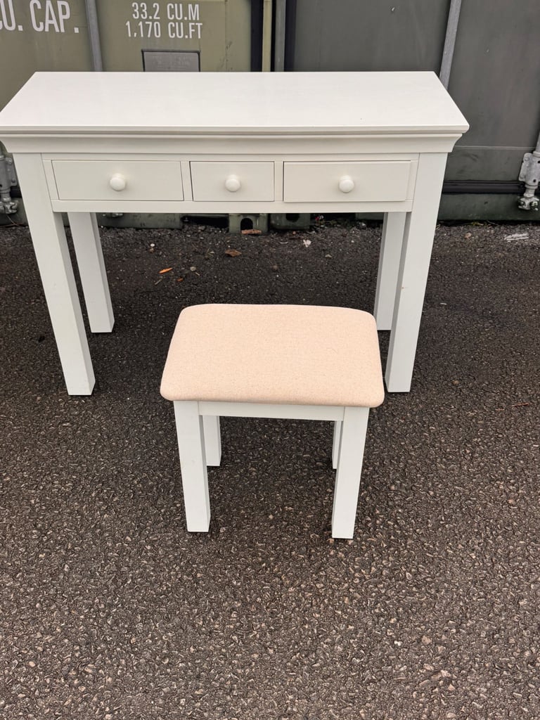image for White desk / dressing table with stool