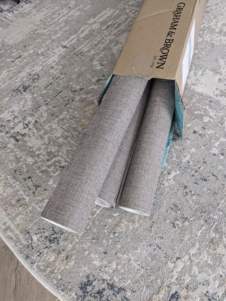 Graham & Brown wallpaper - linen chocolate brown 9m