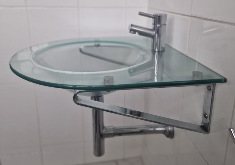 image for Green glass wall mounted sink