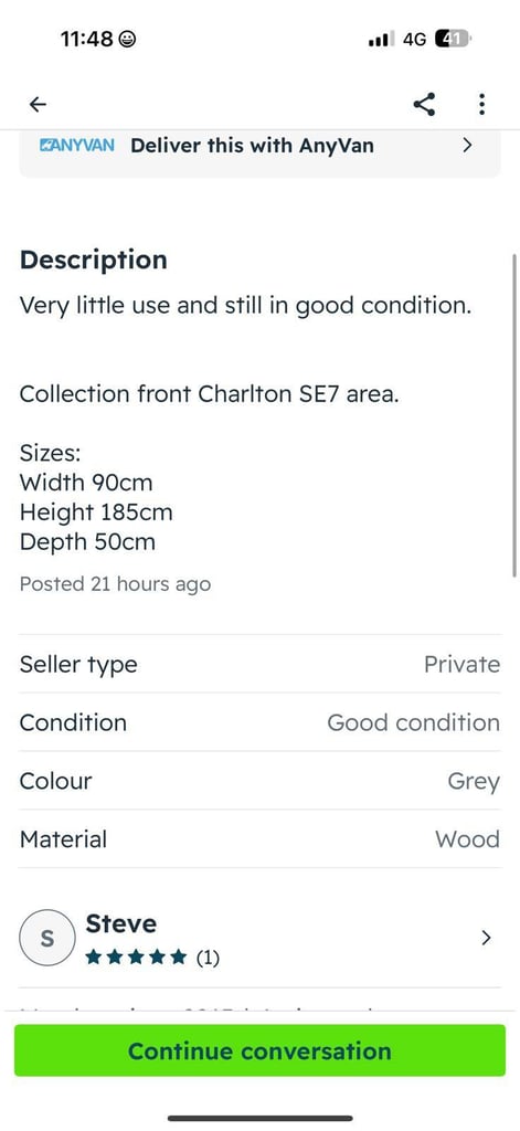 Grey wardrobe assembled free local delivery 