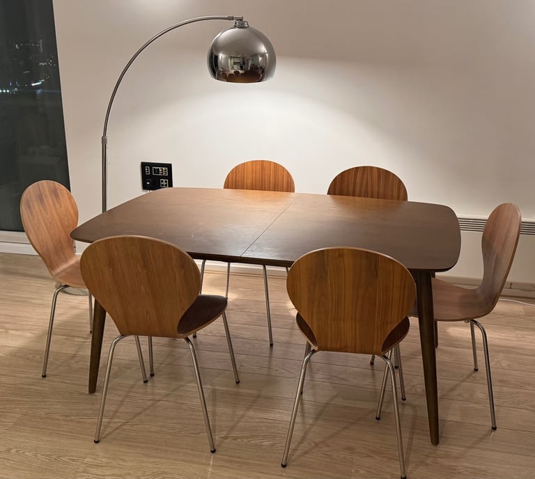 image for Solid wood dinning table and chairs expandable from made
