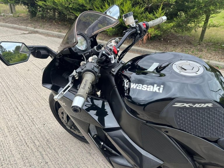 2008 08 KAWASAKI ZX 1000 ZX10 E8F NINJA ZX10R SPORTS BIKE BLACK STRAIGHT BARS