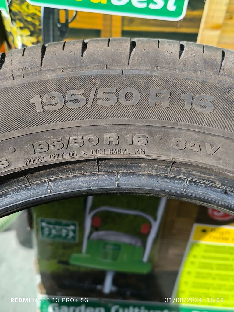 2 x Continental 195/50 R16 - Part worn