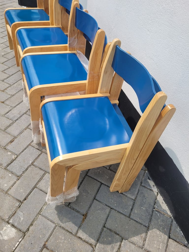 New - Tuf Class™ Wooden Chair Blue seat/wood frame For Schools