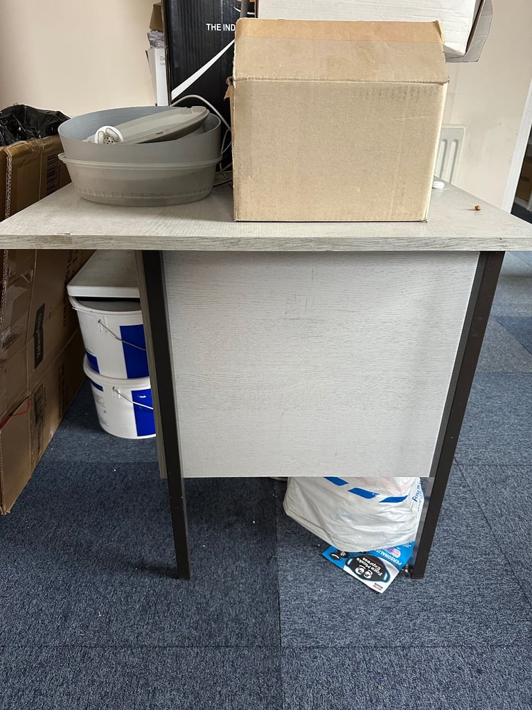 Grey wood office desk, used condition (just needs a repaint)