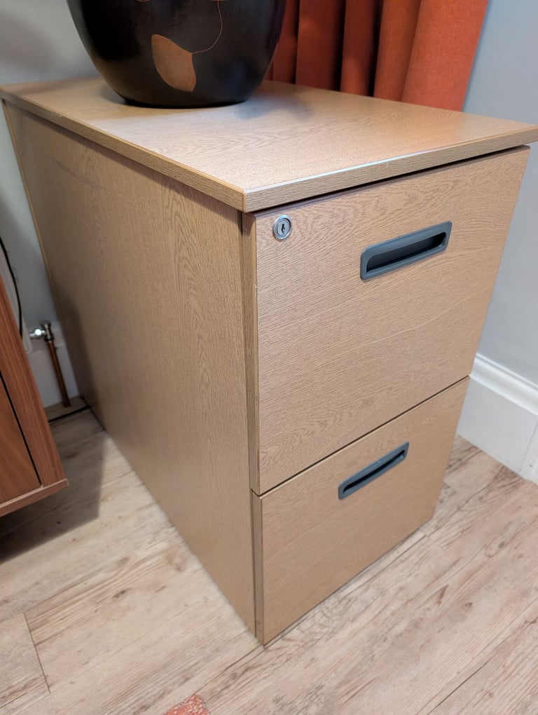 Wooden two drawer filing cabinet 