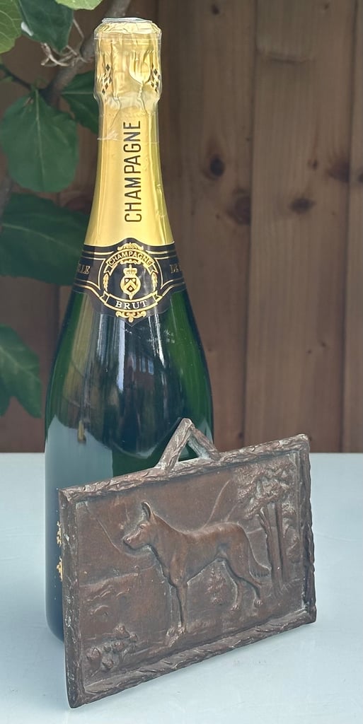 ANTIQUE BRONZE GERMAN SHEPHERD DOG PLAQUE SCULPTURE 17x10cm, 1900s FRITZ DILLER? - WILL POST!