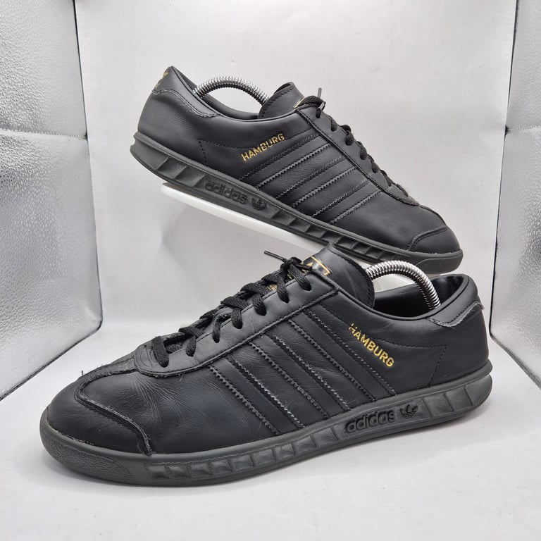 Adidas Hamburg Originals Black Leather Men's UK 9 Striped Casual Terraces