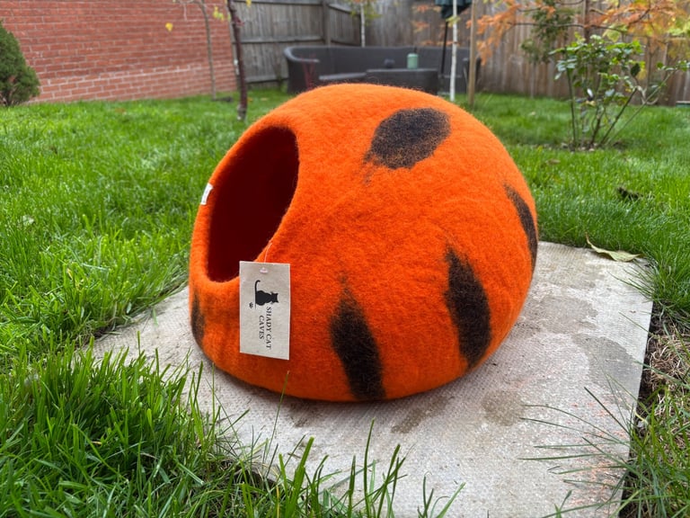 Shady Cat Caves Handmade Felt Cat Bed/Cave Tiger Print Cave 