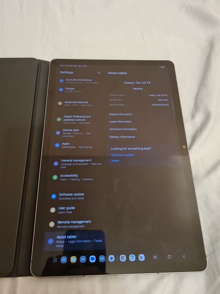Samsung Galaxy Tab S9 FE, plus keyboard cover, and S Pen